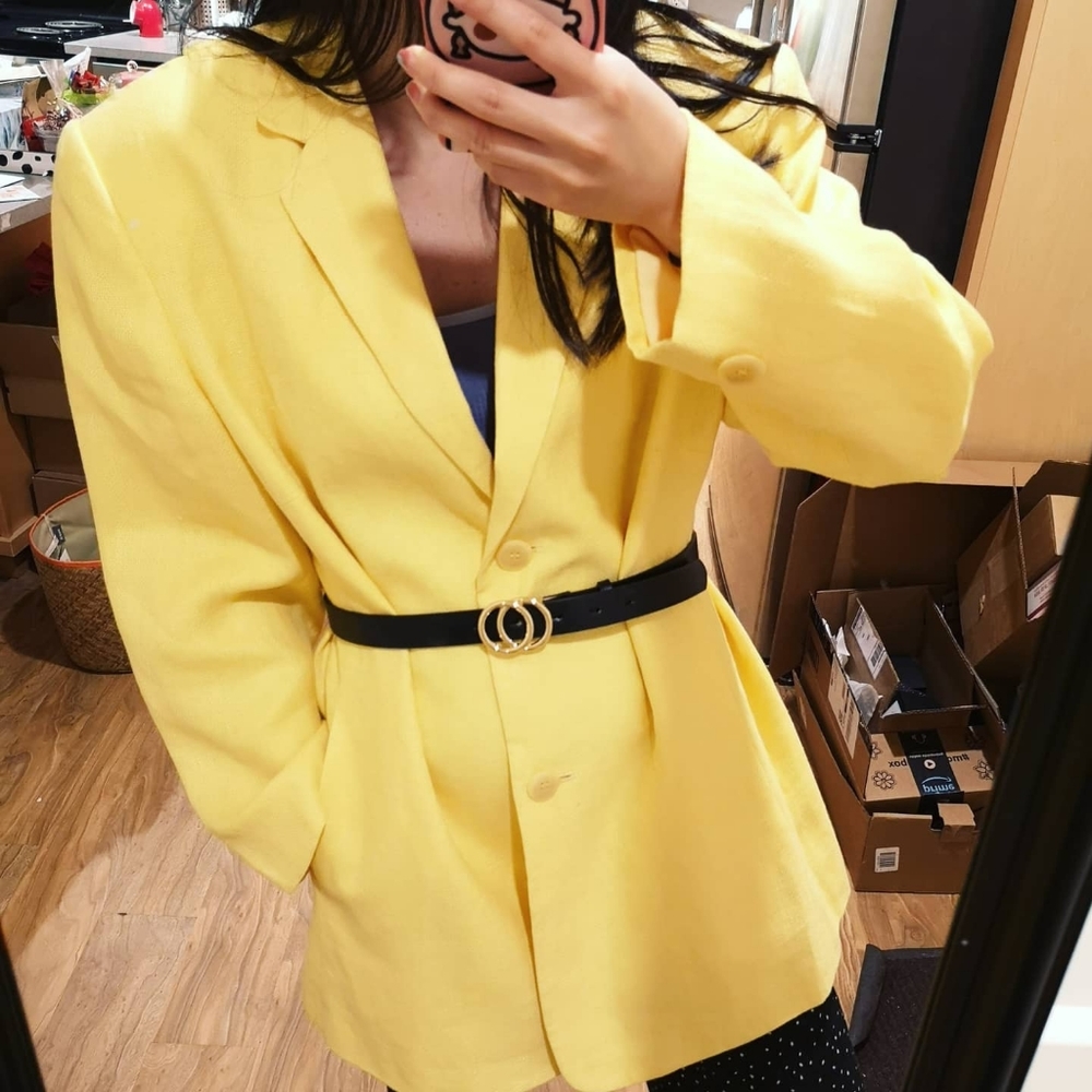 Vintage Talbots yellow linen oversize blazer